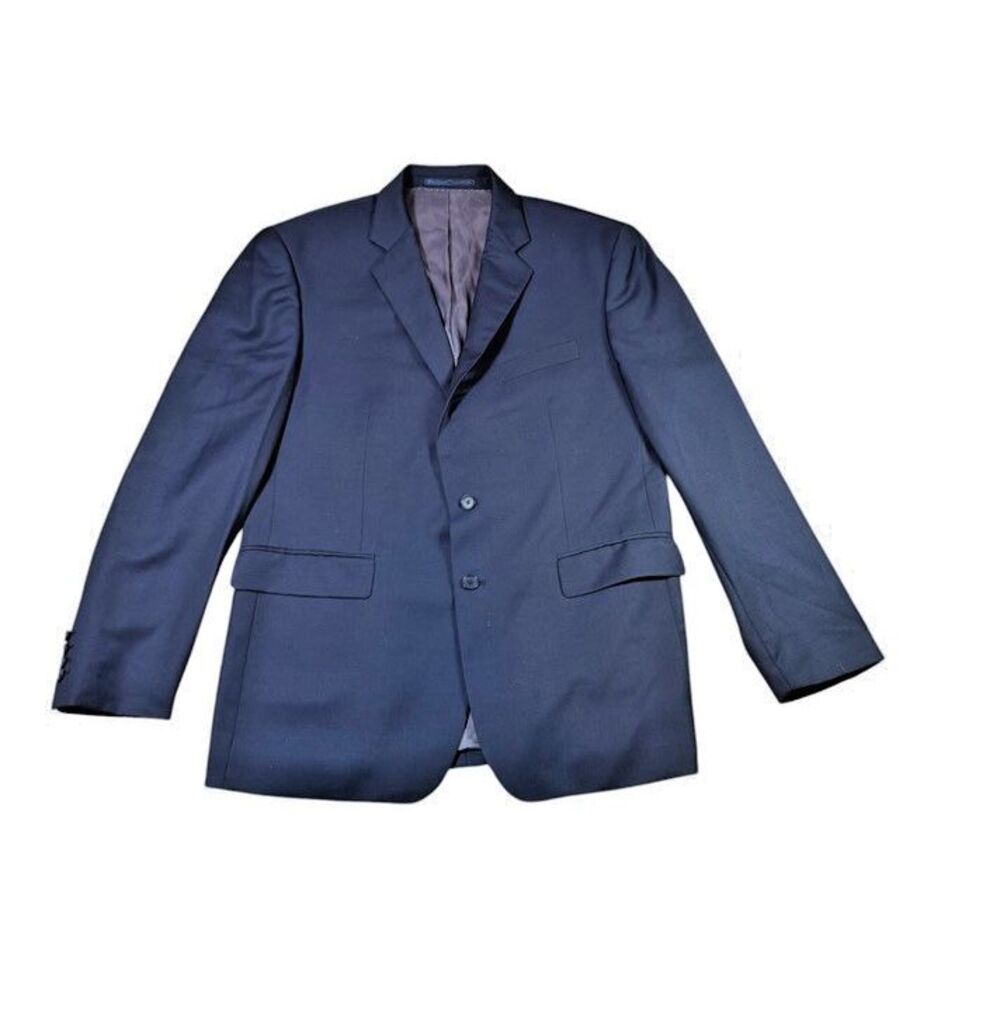 Charles Tyrwhitt Mens Blazer Slim Fit 44R Blue 100% Super 120's Wool Sport Coat
